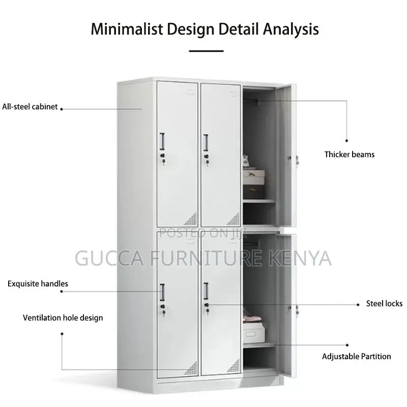 6-door Metallic Office Gym Storage Cabinet