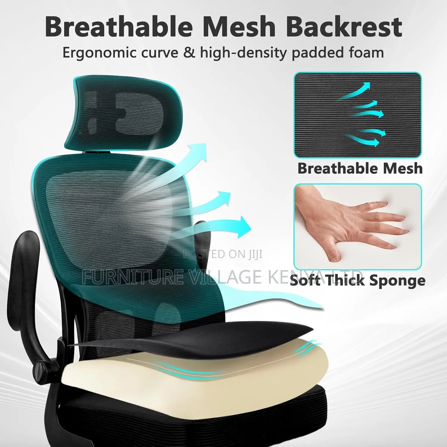 Ergonomic Office Desk Chair With Adjustable Headrest