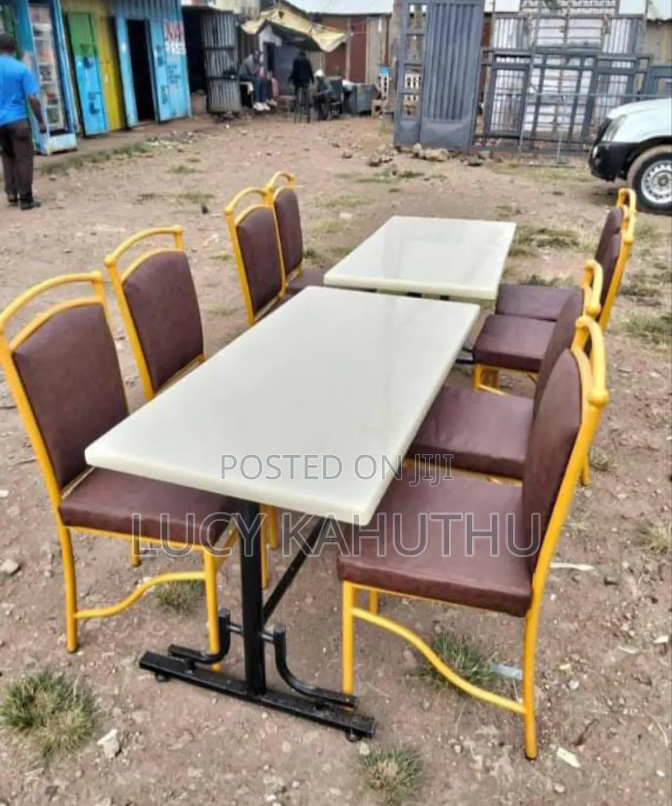 Restaurant Set of Brown Ball Chairs and 4by2 Tables