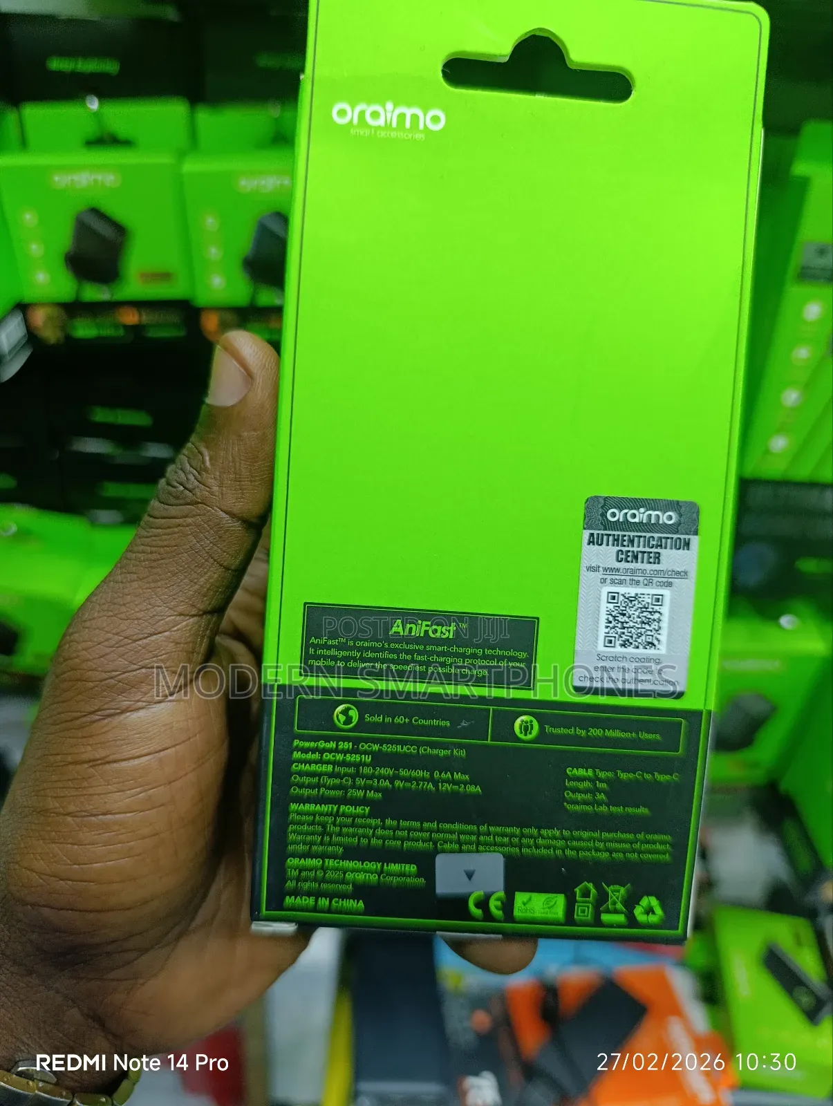 Oraimo 25w Gan Ultra Fast Charger
