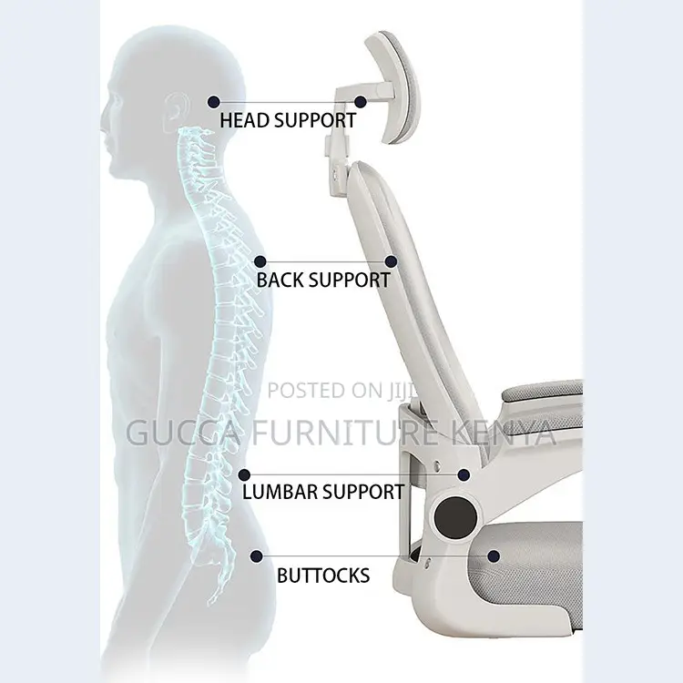 White Ergonomic Office Chair With Flip Armrest