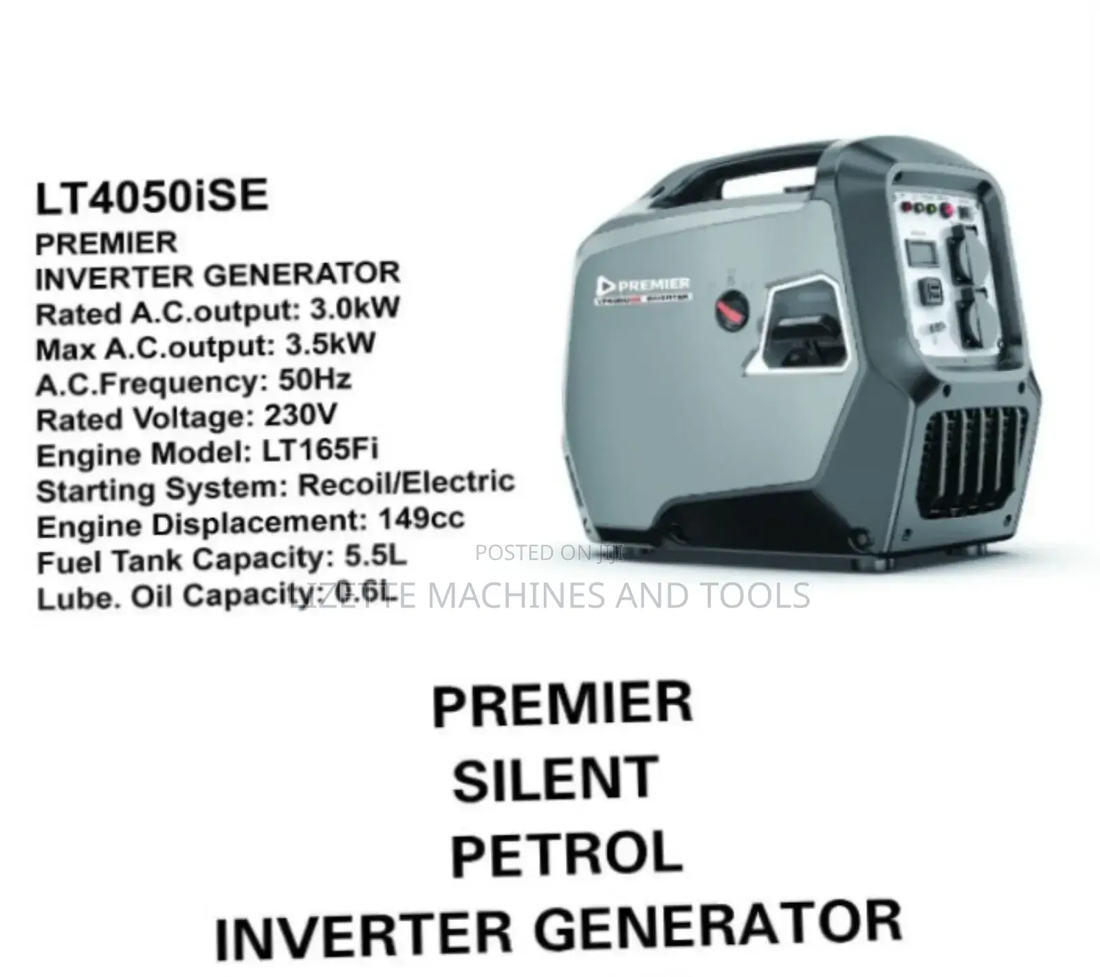 Premier 3.5kw Silent Petrol Inverter Generator 149cc