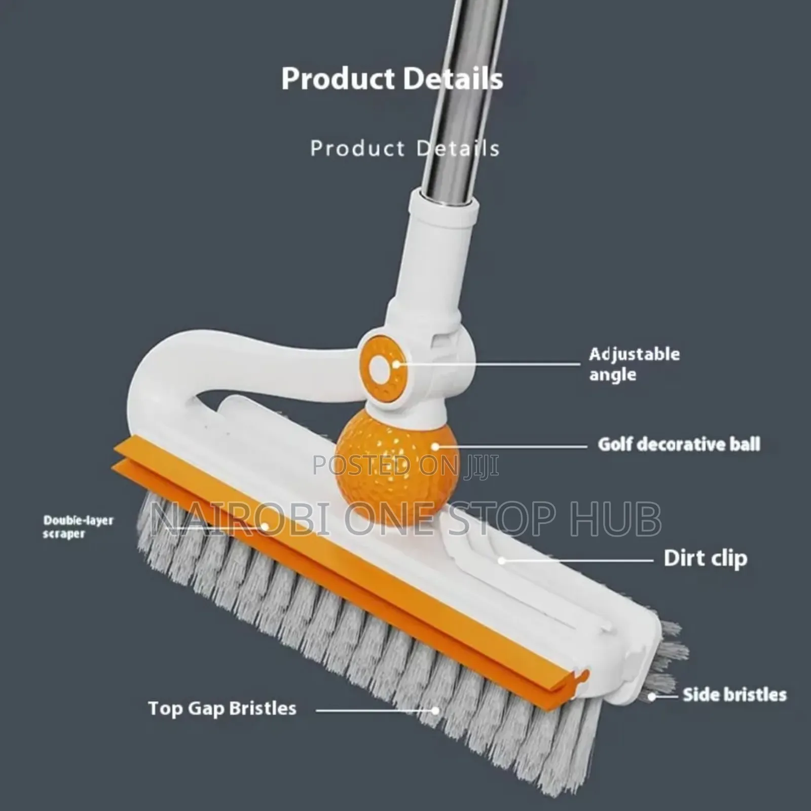 3-in-1 Floor Scrubbing v-Shaped Brush, Broom Squeegee