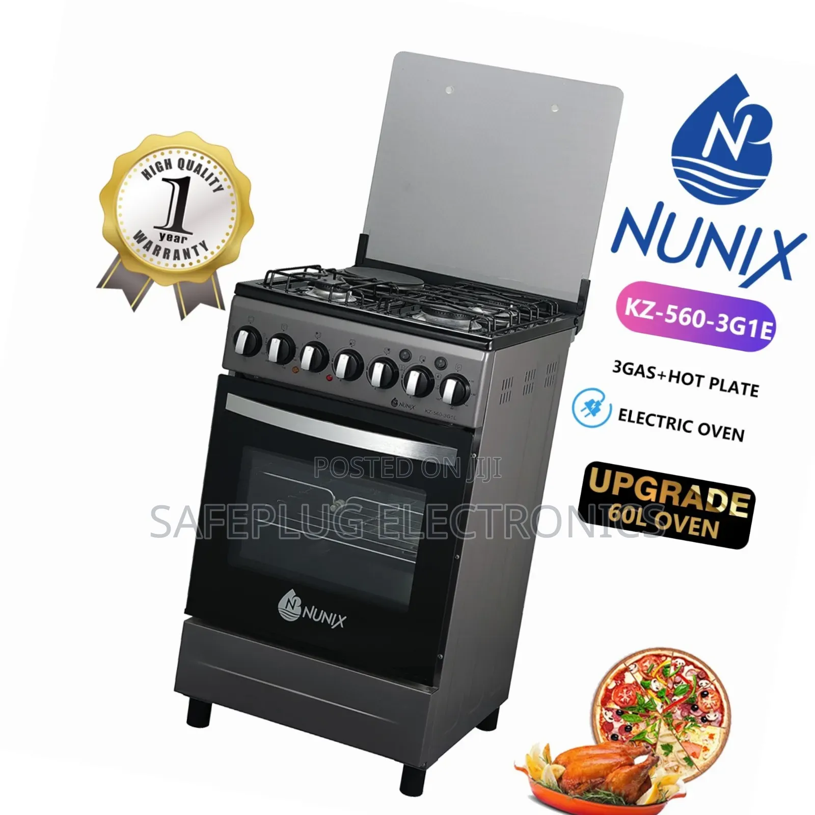 Standing Cooker Nunix 3+1 Burner Cooker (50cm X 55cm) -