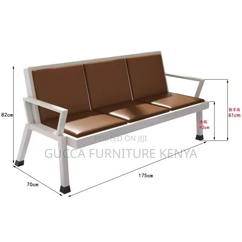 Imported 3-link Padded Reception Waiting Bench