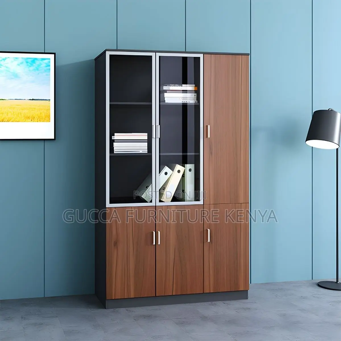 Brown 3-door's Wooden Office Filling Cabinet