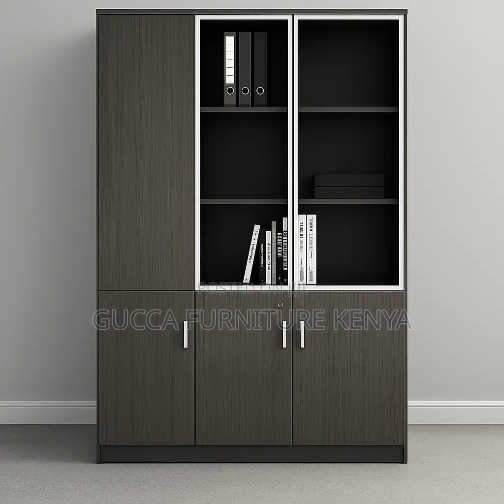 Brown 3-door's Wooden Office Filling Cabinet