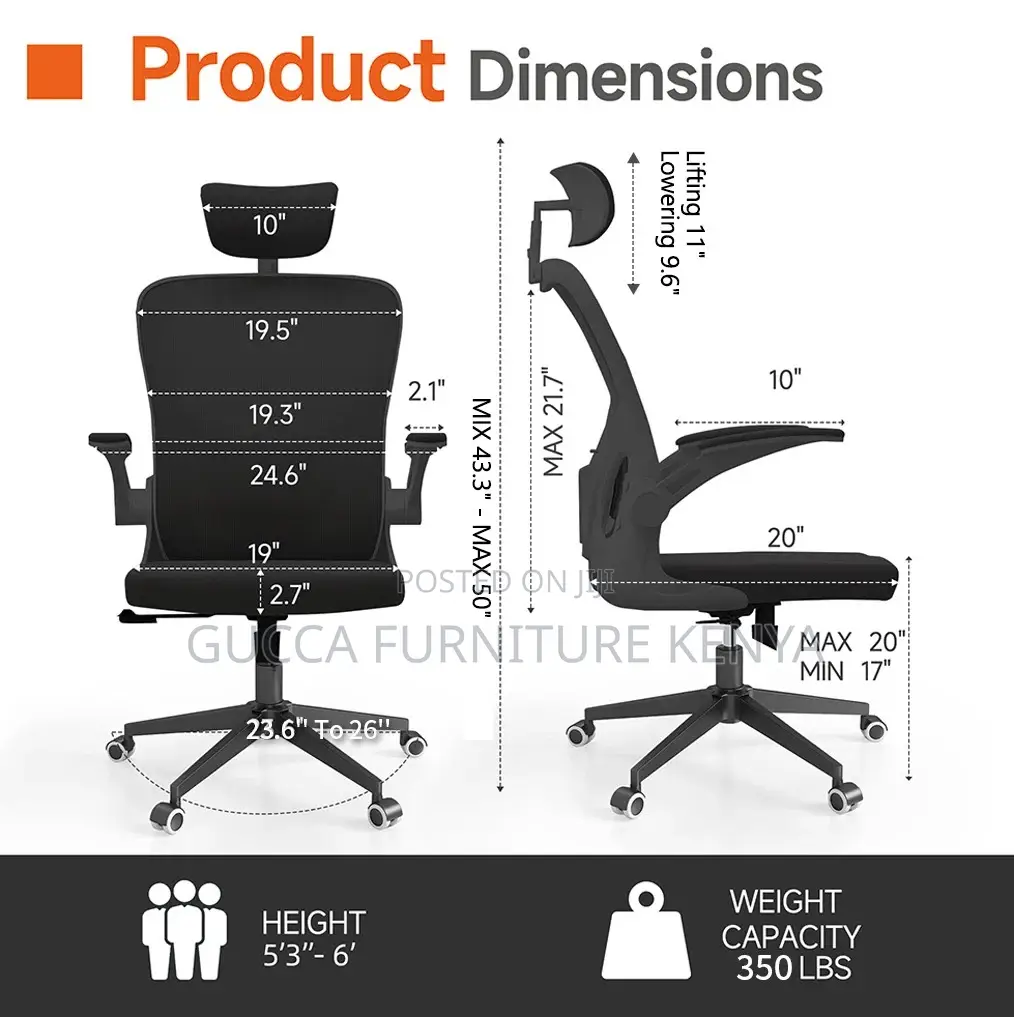 Ergonomic High-back Chair With Flip Armrest