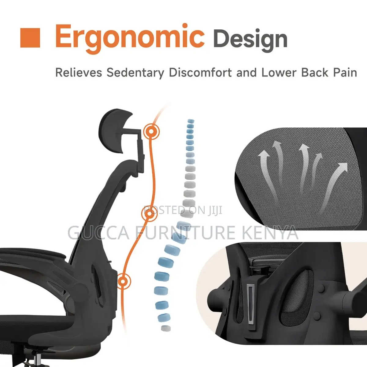 Ergonomic High-back Chair With Flip Armrest