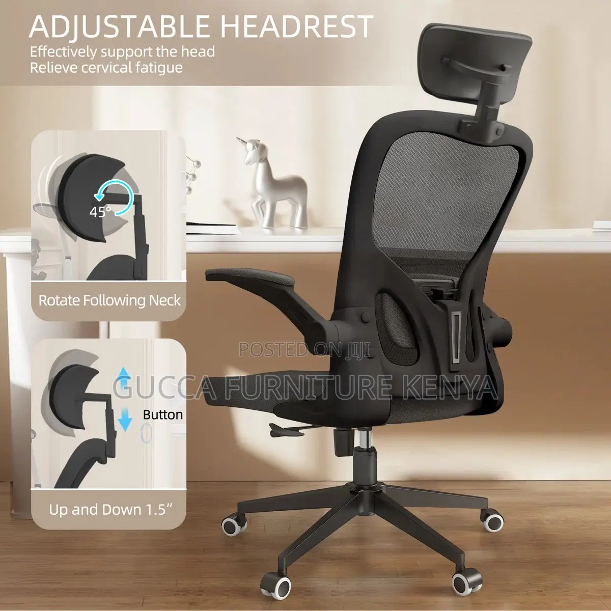 Ergonomic High-back Chair With Flip Armrest