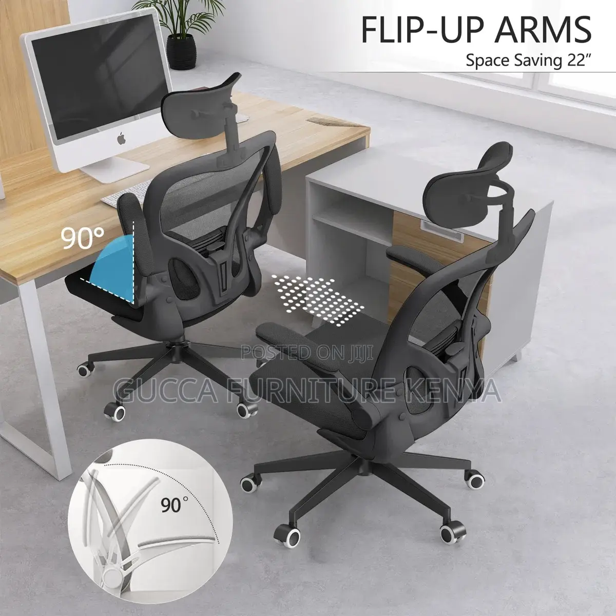 Ergonomic High-back Chair With Flip Armrest