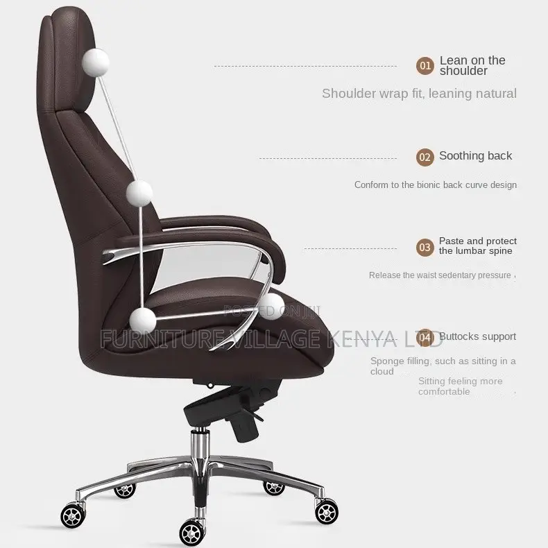 Office Chair; High Back Leather Executive Office Chair