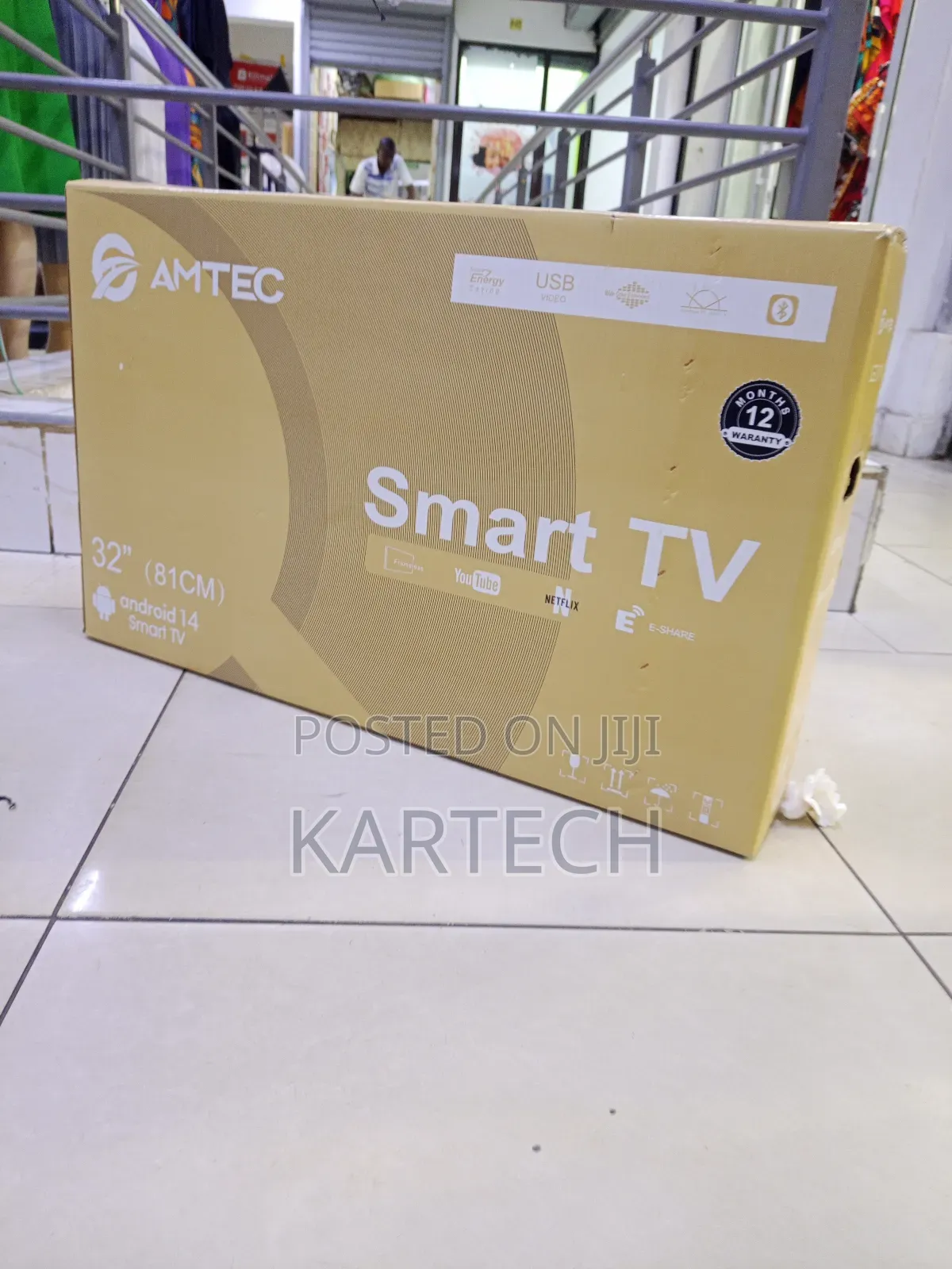 Amtec 32 Inch Frameless Android Smart TV, Bluetooth, Youtube, Netflix