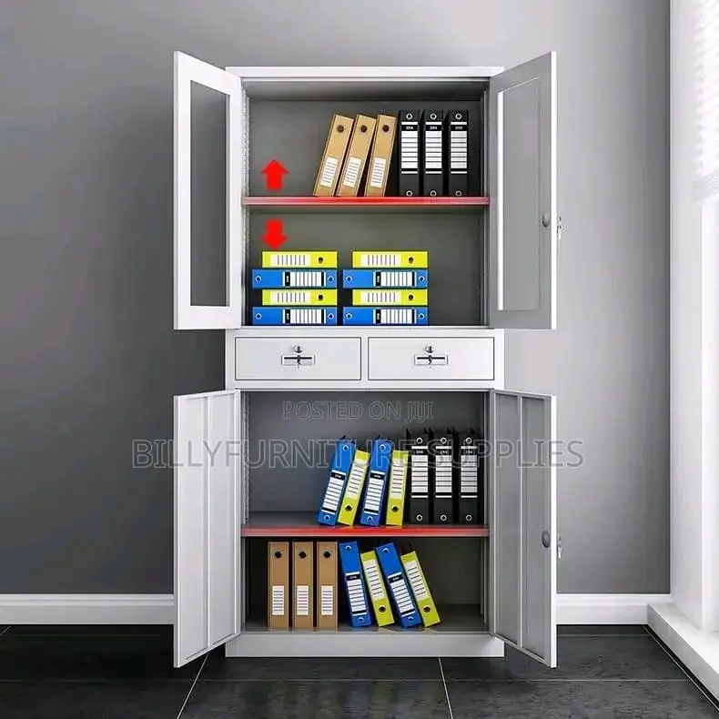 2 Door Half Glass Metallic Cabinet