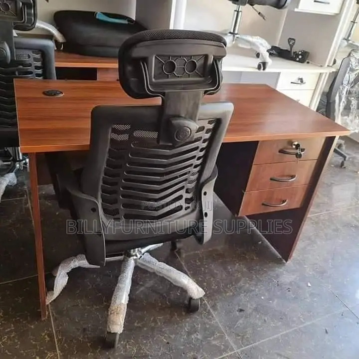 Headrest Chair and 1.2m Dark Walnut Desk