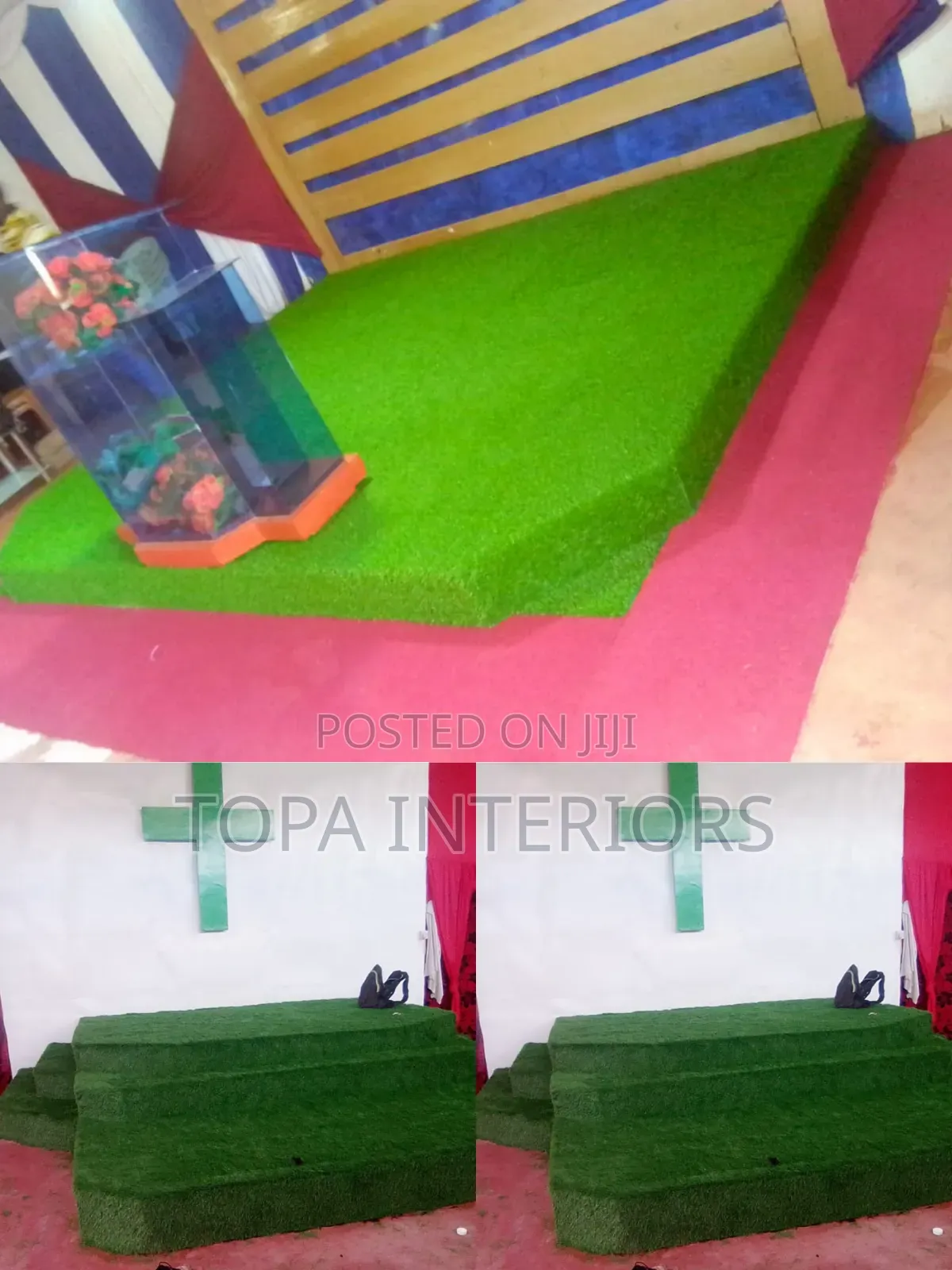 Church Decoration Green Artificial Green Altar Grass Carpets