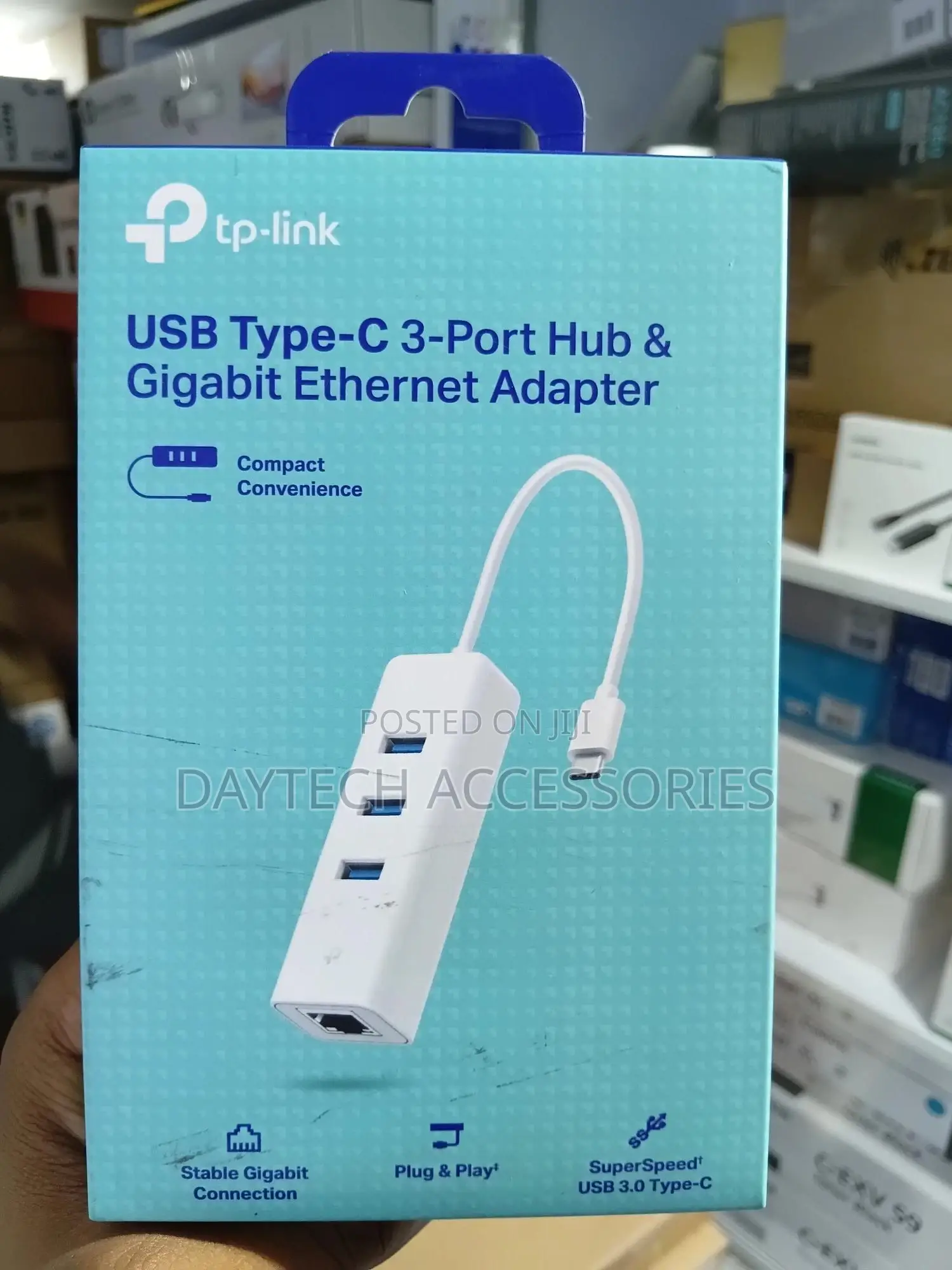Tp-Link Ue330c Usb Type-C 3-Port Hub to Gigabit Ethernet Adapter.
