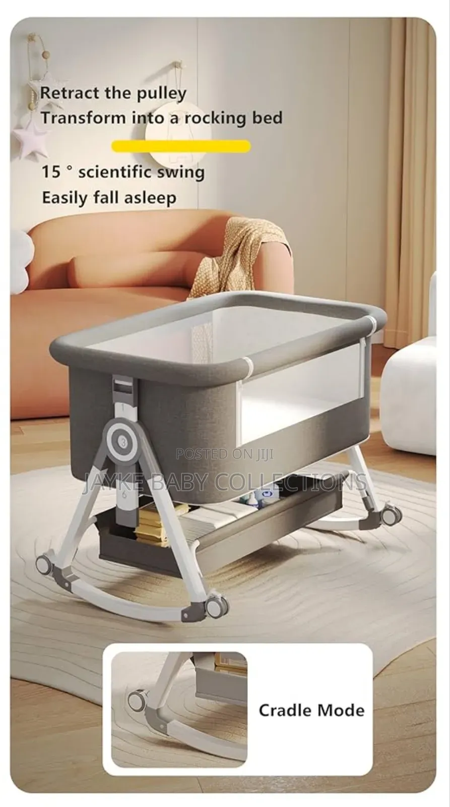 Newborn? Adjustable Rocking Cosleeper With Net, Changing Pad Wheels