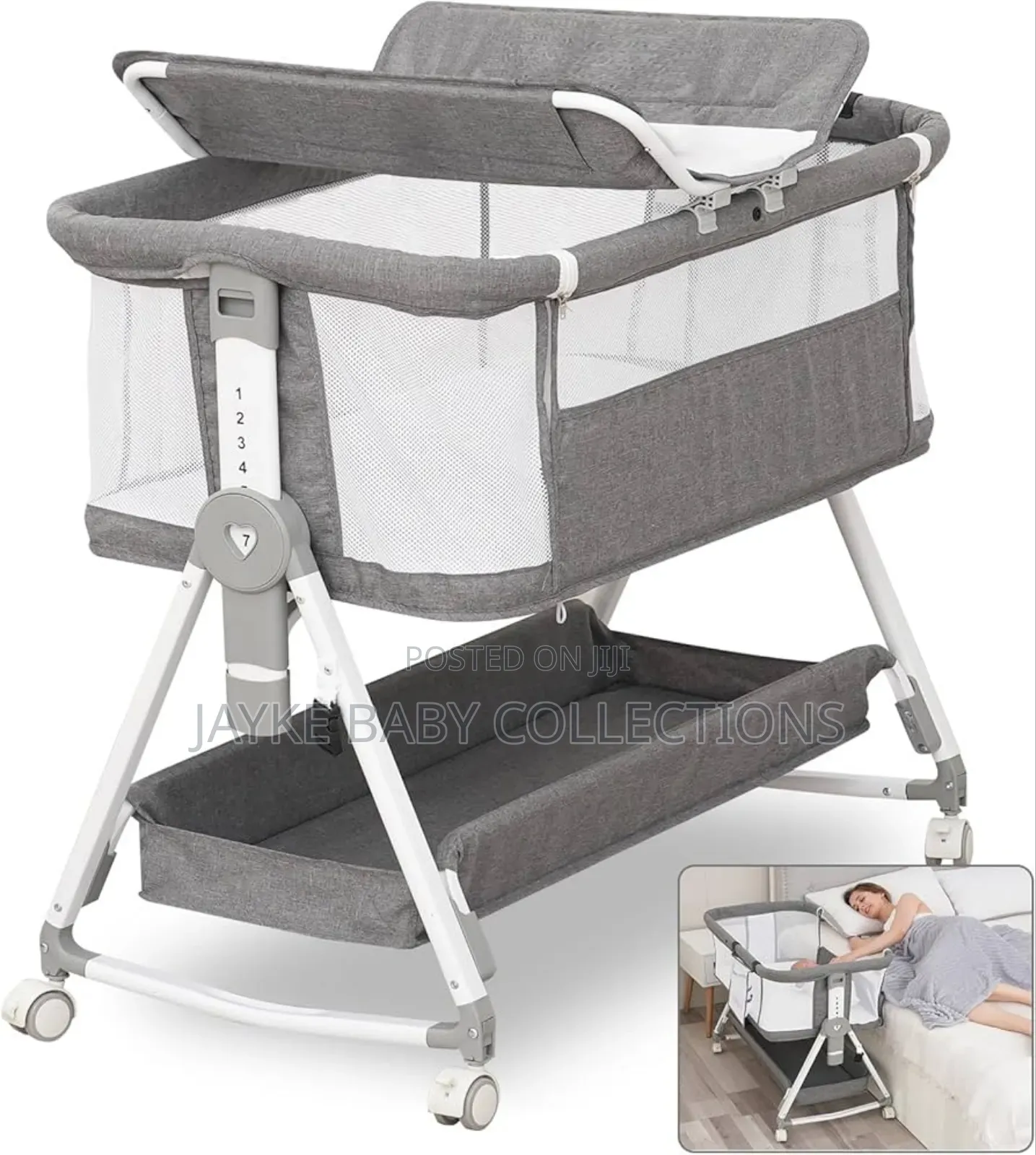Newborn? Adjustable Rocking Cosleeper With Net, Changing Pad Wheels