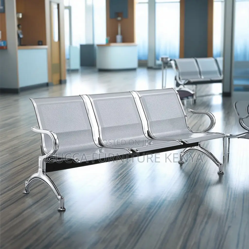 3-link Metallic Office Reception Waiting Bench