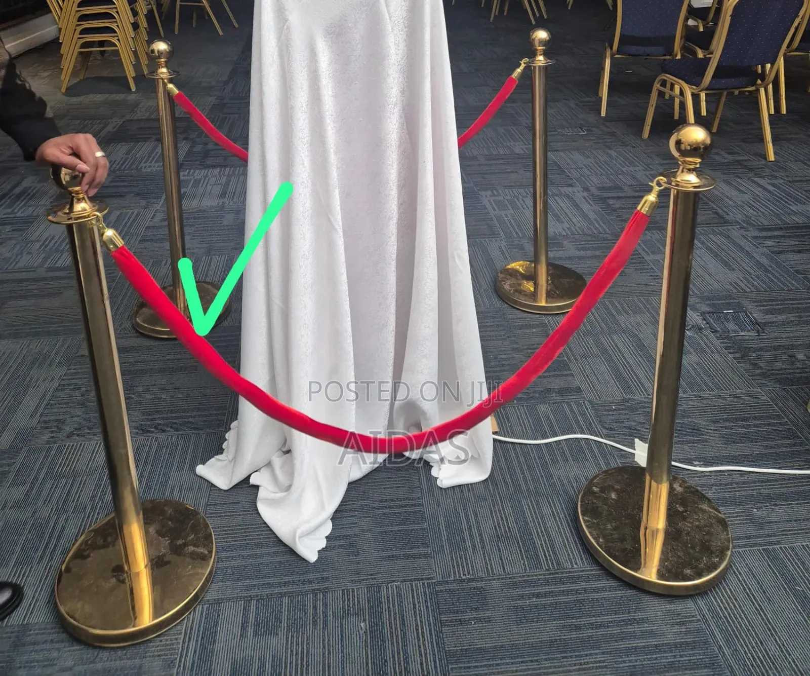 Premium Gold Stanchion Red Velvet Rope - Vip Crowd Control Barrier