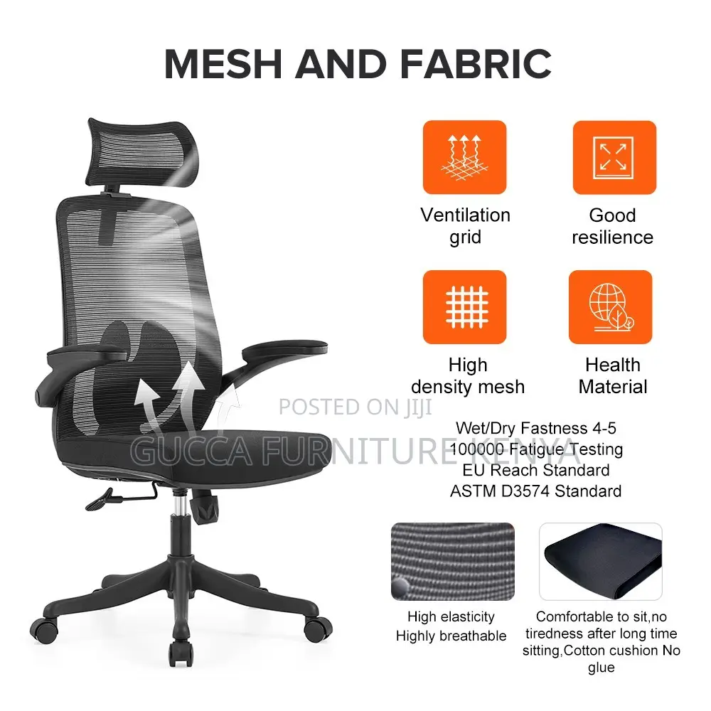 High-back Ergonomic Office Chair With Flip Armrest
