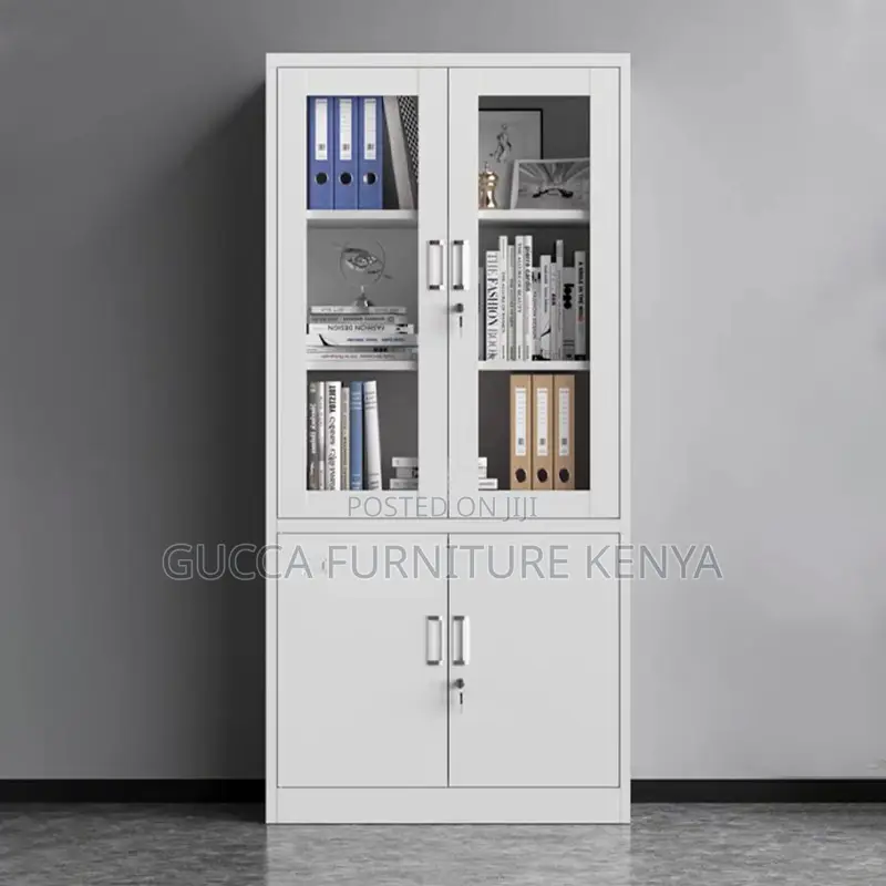 2-door Metallic Half-glass Filling Office Cabinet