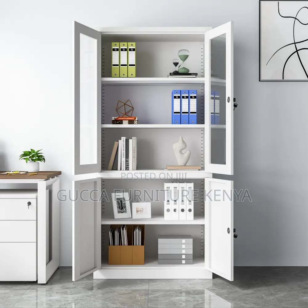 2-door Metallic Half-glass Filling Office Cabinet