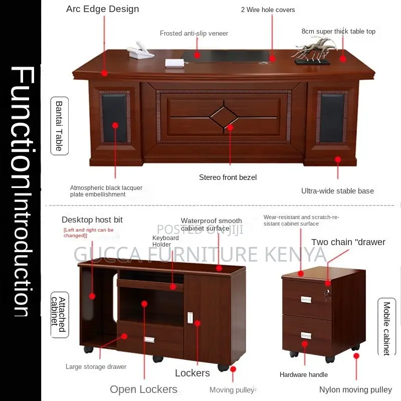 1.8 Meters Executive Mahogany L-shaped Table