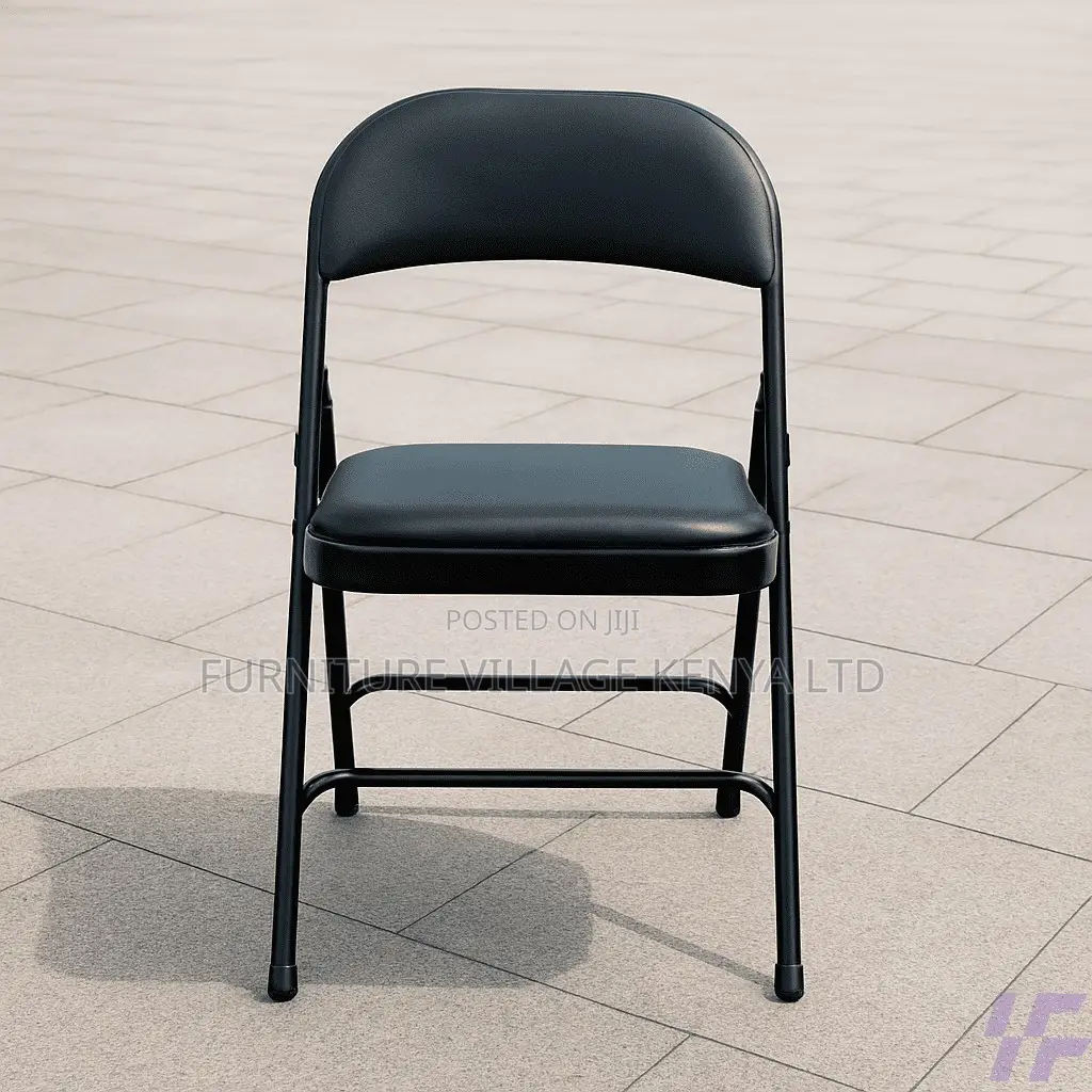 Office Chair; Padded Black Foldable Study Chair