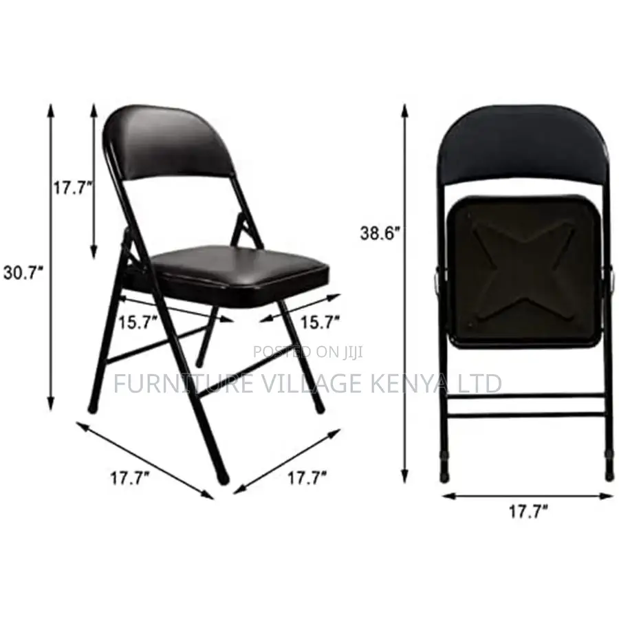 Office Chair; Padded Black Foldable Study Chair
