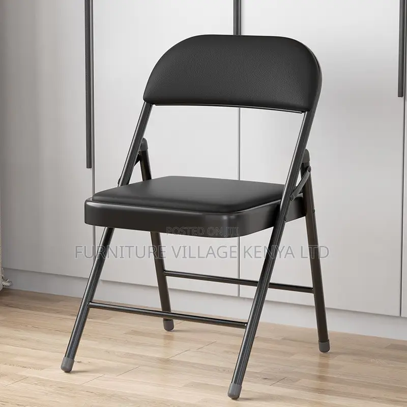 Office Chair; Padded Black Foldable Study Chair