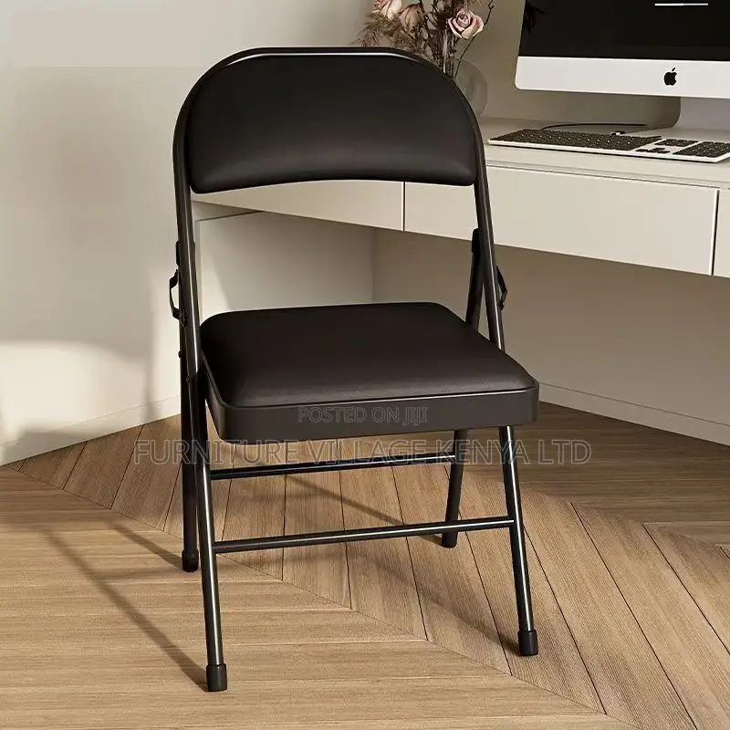 Office Chair; Padded Black Foldable Study Chair