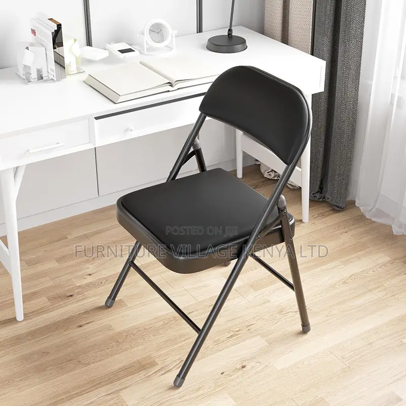 Office Chair; Padded Black Foldable Study Chair