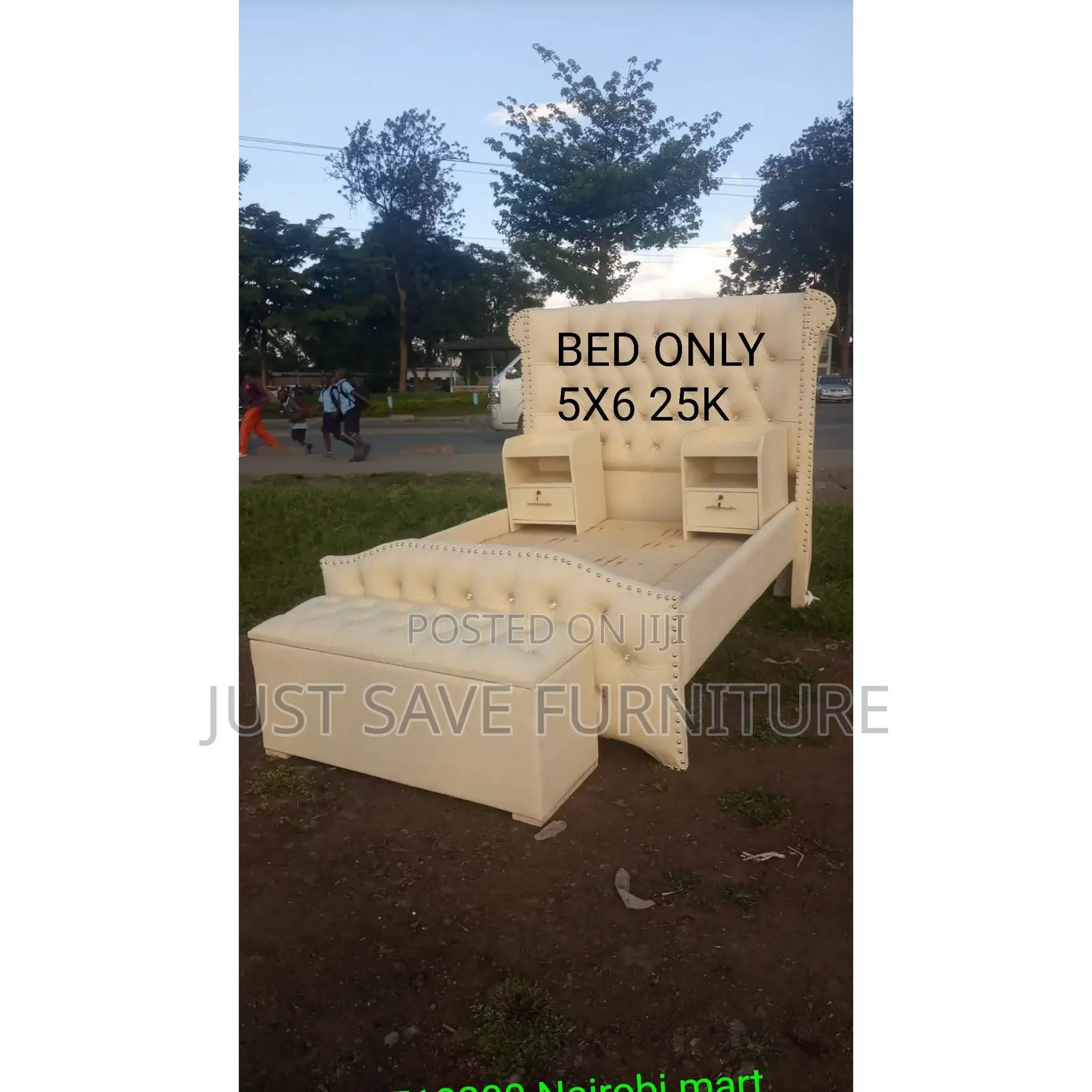 Luxury 5x6 Upholstered Bed With Storage Nightstands Bench