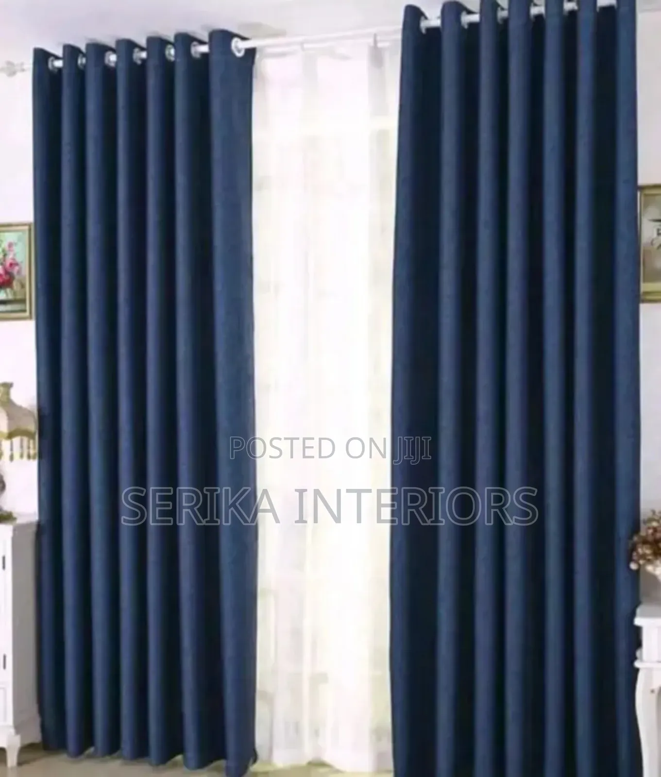 Navy Blue Curtains Linen Curtains Environmental Friendly Justice