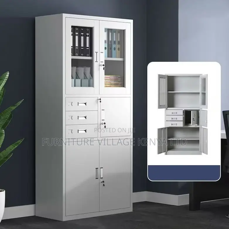 Office Cabinet; Metallic Filing Cabinet With Safe