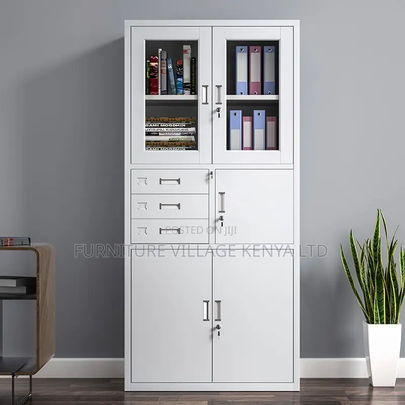 Office Cabinet; Metallic Filing Cabinet With Safe