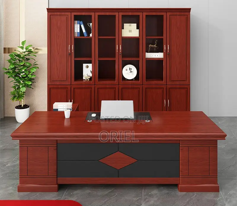 Modern Office Desk : 1.6m L-Shaped Mahogany Executive Desk