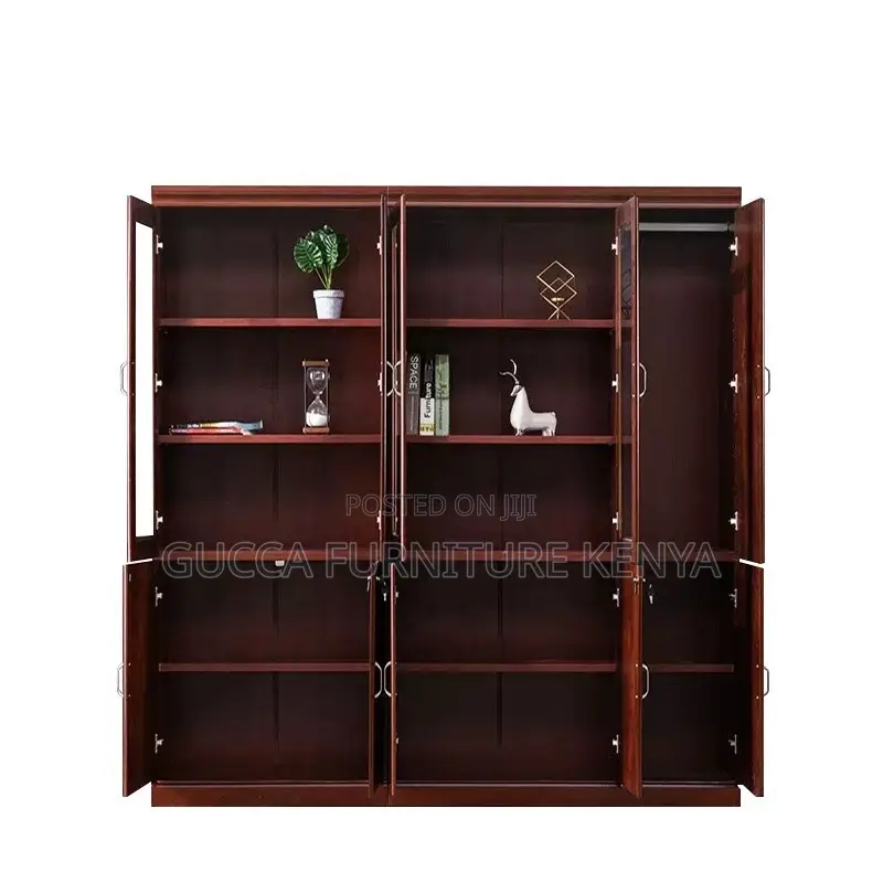 2-door Mahogany Glass Front Filling Cabinet