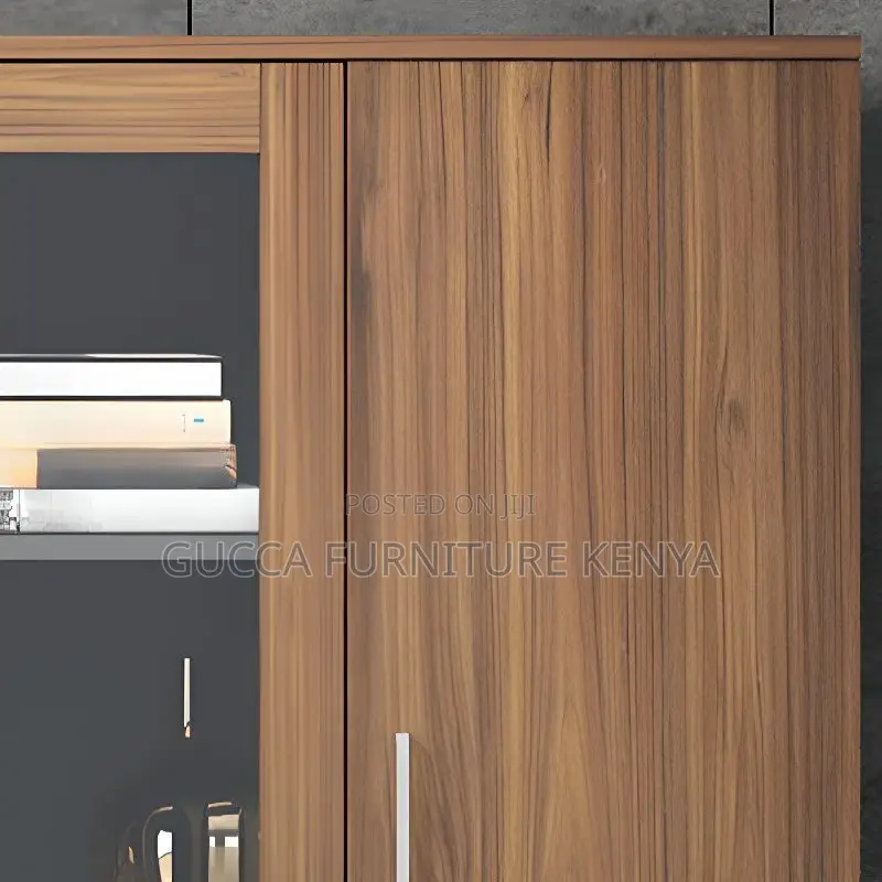 2-door Wooden Half Glass Office Display Cabinet