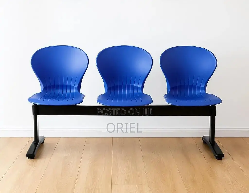 Office Plastic Chair : 3 Seater Plastic Metal Framed Bench