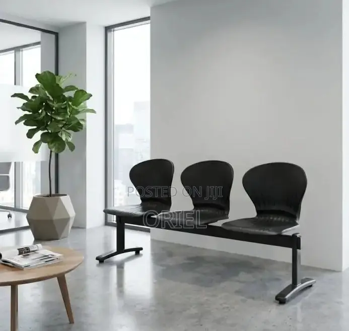 Office Plastic Chair : 3 Seater Plastic Metal Framed Bench