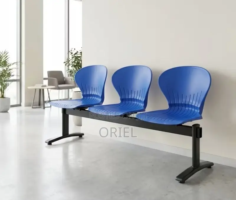 Office Plastic Chair : 3 Seater Plastic Metal Framed Bench