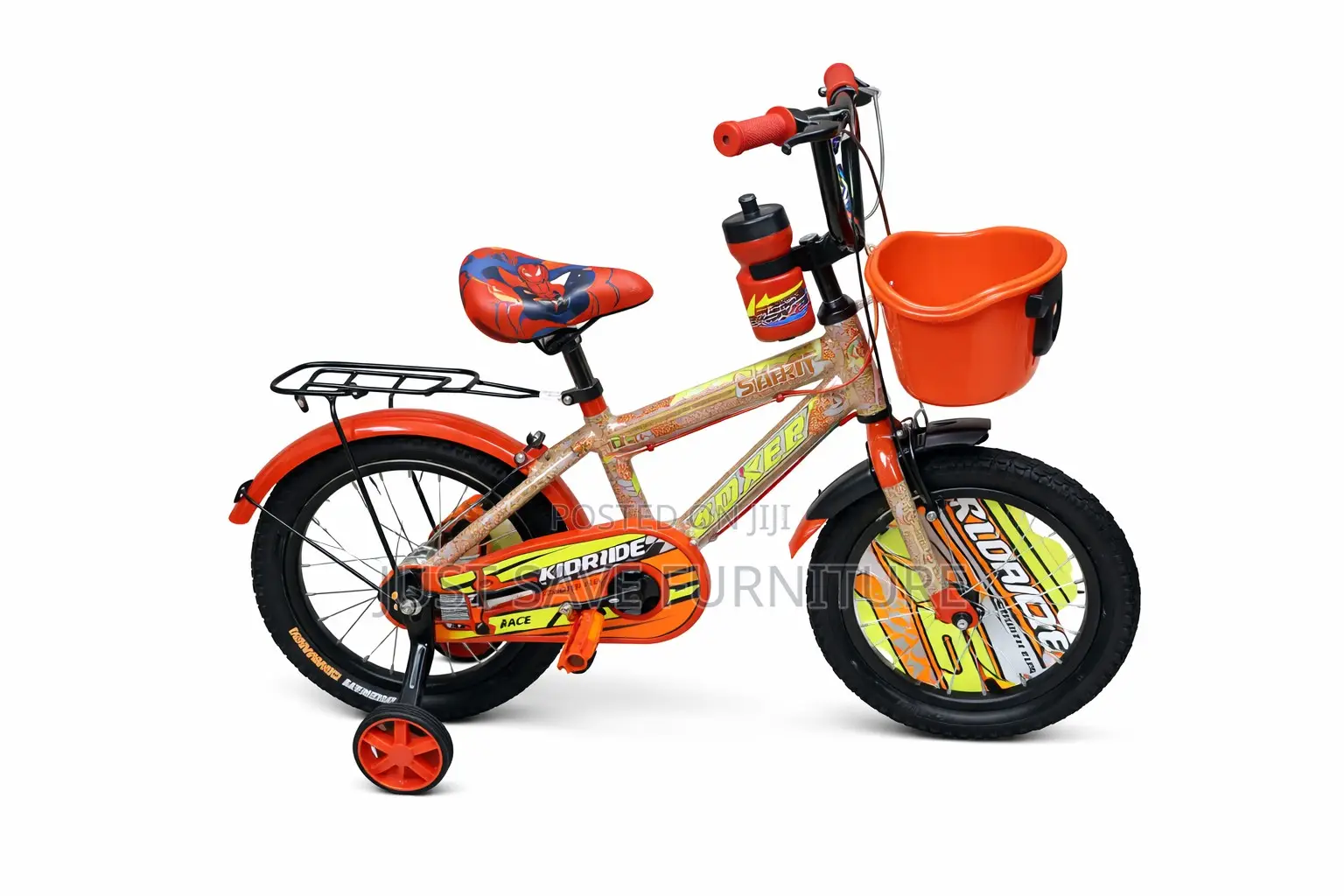 Kid Ride Bicycle Size 16 With Basket Training Wheel.