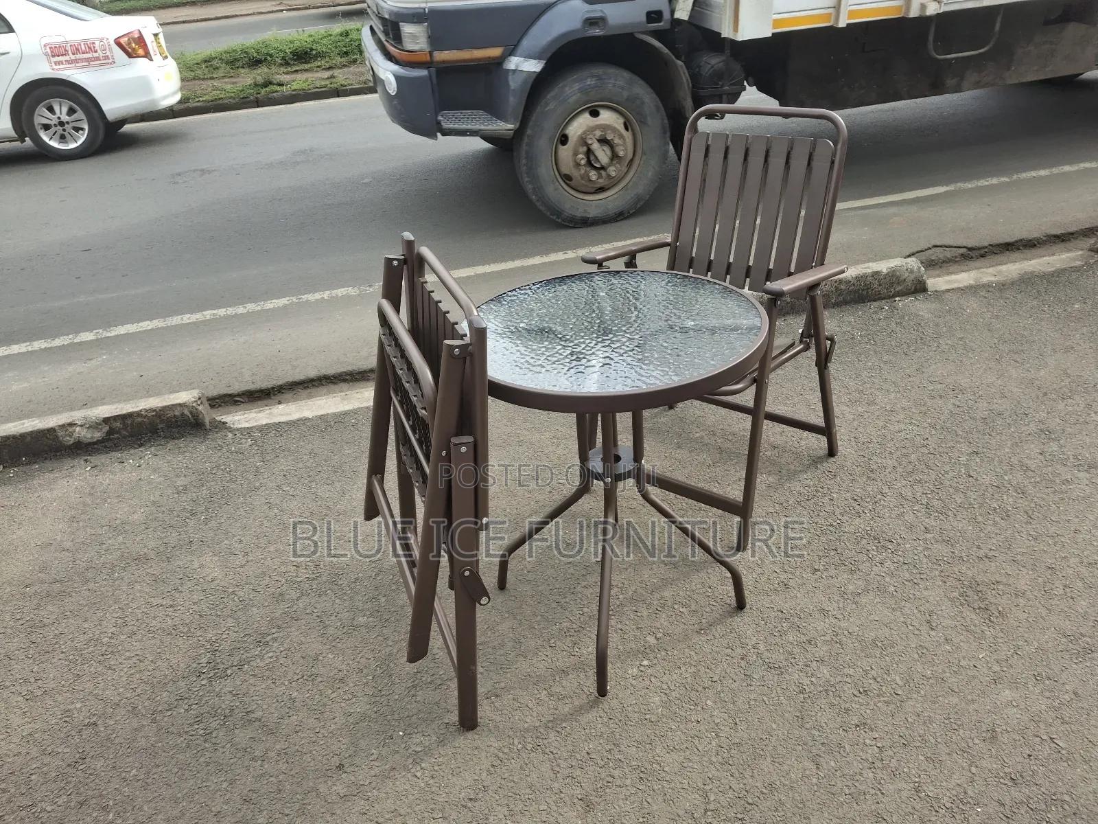 Balcon Table With Foldable Brown Chair