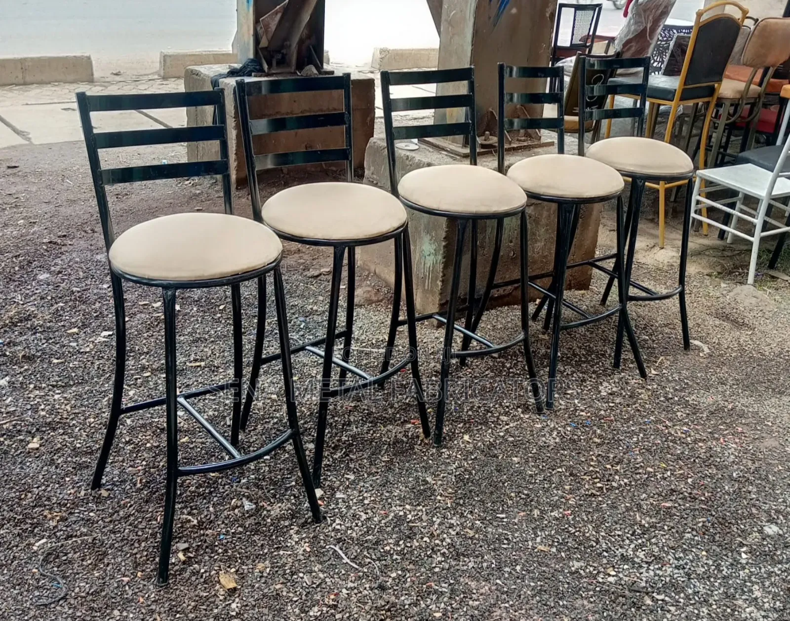 Cream Bar Stools With Black Metal Frame