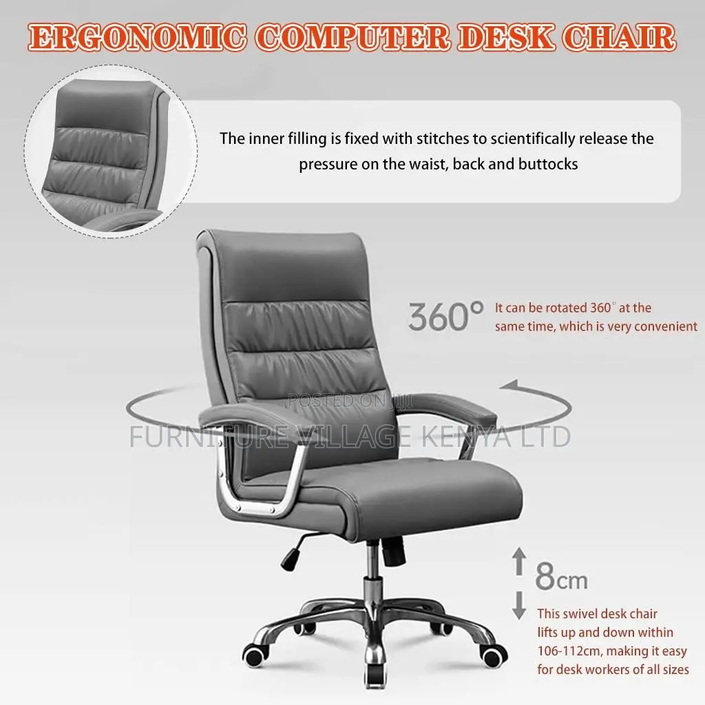 Office Chair; High-back Executive Office Leather Seat