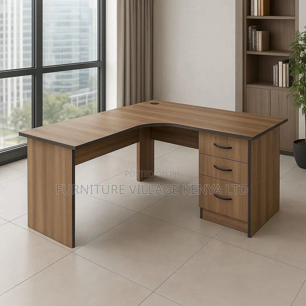 Office Desk; L-shaped Desk With Storage Drawers