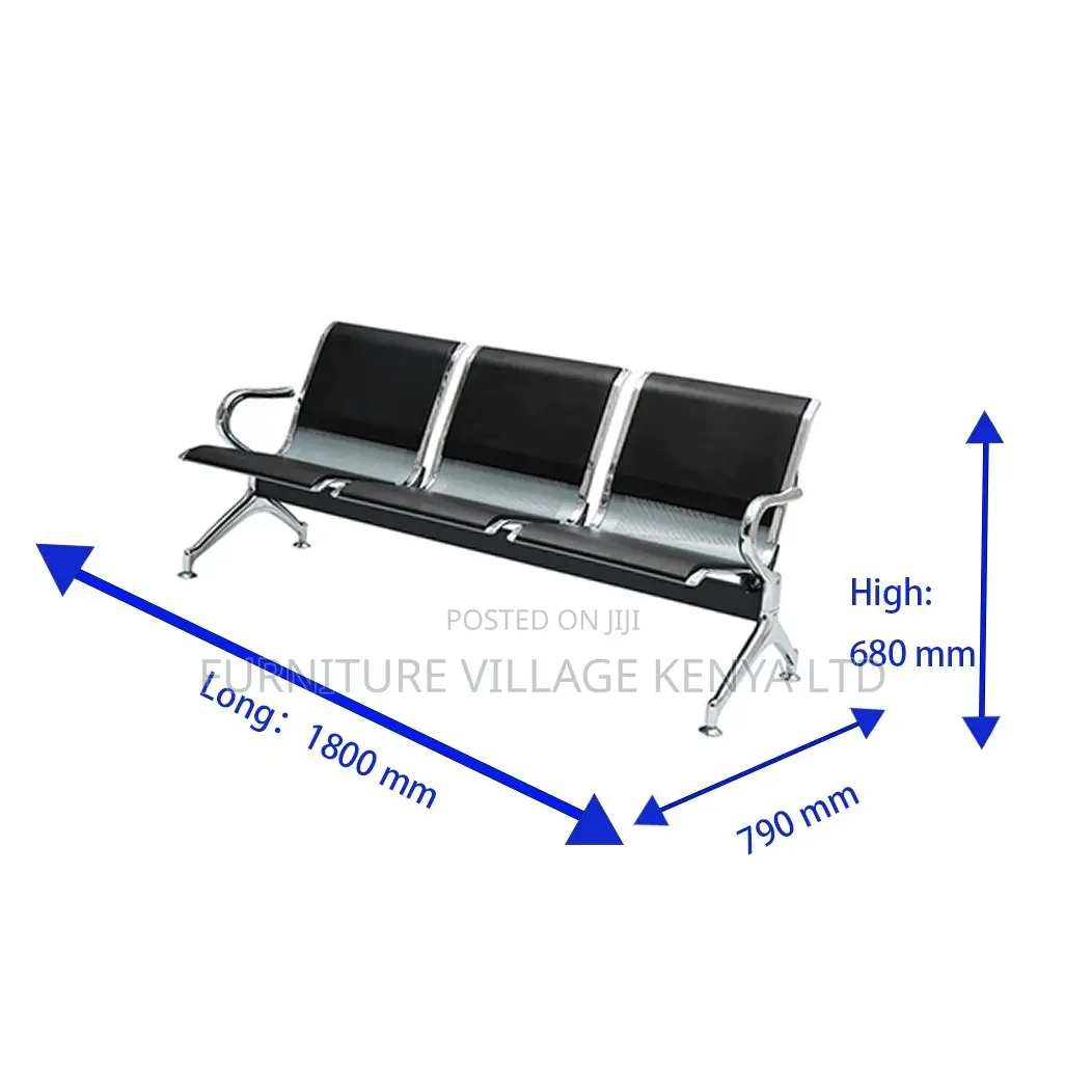 Waiting Bench; 3-seater Waiting Bench With Pu Cushions